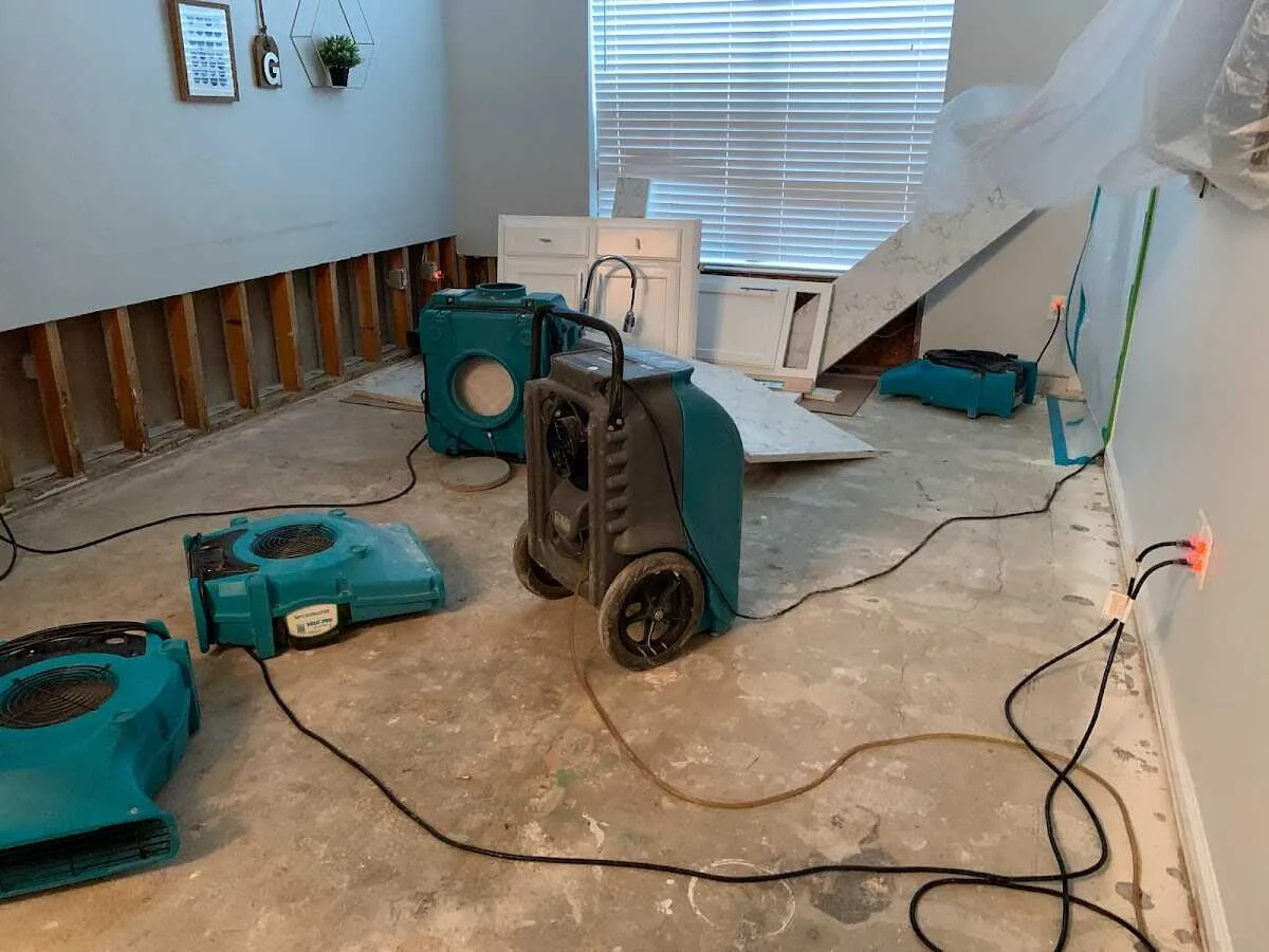Dehumidifier in flood-cut room for Water Extraction & Removal in Dighton
